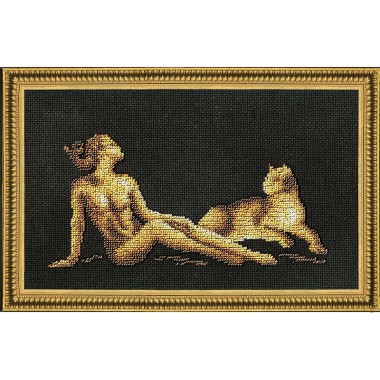 Набор для вышивки Золотое Руно БС-006 "Девушка с пантерой"