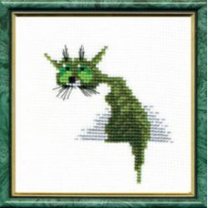 Набір для вишивки хрестом Чарівна Мить 118 "Зелений кіт"