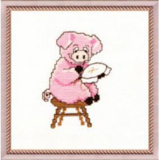 Набор для вышивки крестом Чарівна Мить 389 "Свинка-вышивальщица"