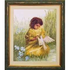 Набор для вышивки крестом Чарівна Мить 484 "Девочка с голубем"