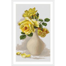 Набор для вышивания Luca-S B508 "Жёлтые розы в вазе"