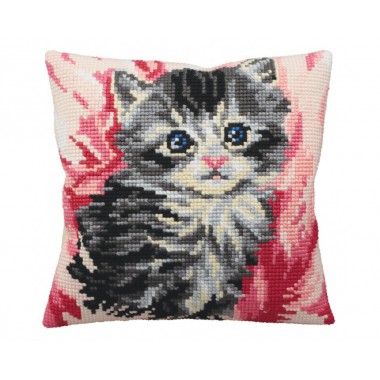Набор для вышивания Collection D'Art 5164 Подушка "Cute Kitten in Pink"