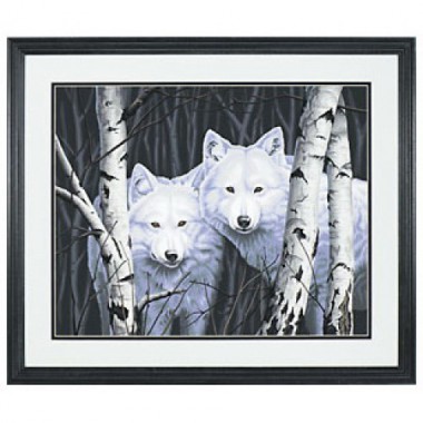 Набор для рисования Dimensions 91094 Два белых волка между берез