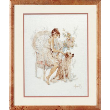 Набор для вышивания Lanarte 33826 "Девушка в кресле с собакой"
