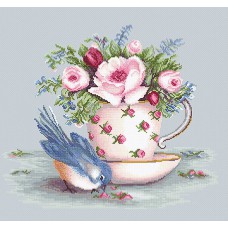 Набір для вишивання Luca-S B2324 Пташка і чашка чаю