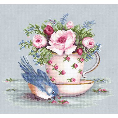 Набор для вышивания Luca-S BA2324 Птичка и чашка чая