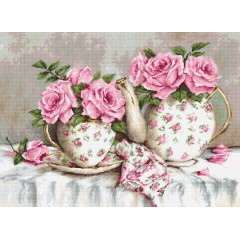 Набір для вишивки гобелен Luca-S G568 Ранковий чай і троянди