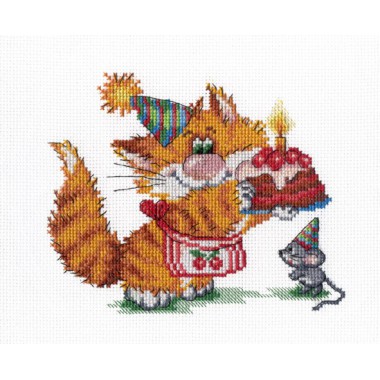 Набор для вышивания М.П.Cтудия НВ-352 "Рыжий кот. День Рождения"