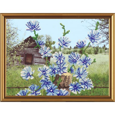 Малюнки на тканині для вишивання бісером Нова Слобода БИС3111 "Блакитні квіточки"