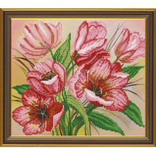 Малюнки на тканині для вишивання бісером Нова Слобода БИС3121 "Рожеві тюльпани"