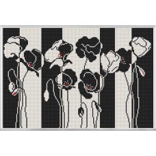 Рисунки на ткани для вышивания бисером Новая Слобода БИС3188 "Черно-белые цветы"