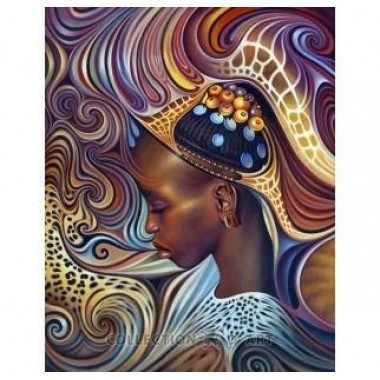 Картина стразами в техніці алмазної вишивки Collection D'Art DE2216 "Африканський мотив"