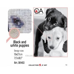 Картина стразами в технике алмазной вышивки Collection D'Art DE453 "Белый и черный щенок"