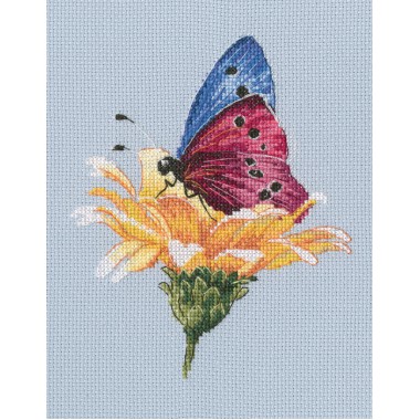 Набір для вишивання хрестиком RTO M751 Метелик на квітці