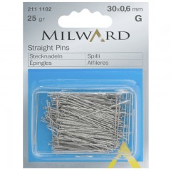 Шпильки прямі Milward 2111102 30х0.6 мм 25 г