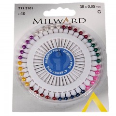 Булавки Milward 2113101 с перламутровыми головками в ассортименте 40 шт.