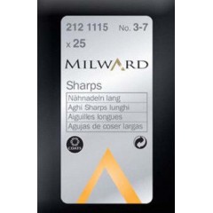 Иглы Milward 2121115 для ручного шитья острые №3-7 25 шт.