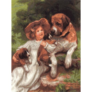 Набор для вышивания Panna ВХ-1328 Девочка с собаками