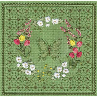 Набор для вышивания Panna Ц-0736 Цветочный узор.Бабочка