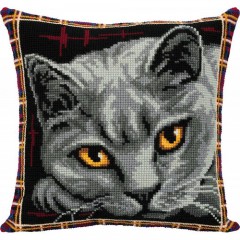 Набор для вышивания крестом Panna ПД-7122 Подушка. Британская кошка